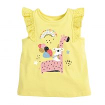 Girls t-shirt wearing in Summer day, short sleeves with cartoon ,animal, flower, pattern in cotton fabric