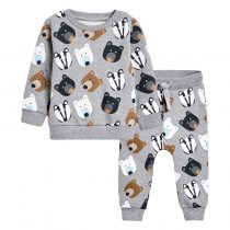 boys outfits for autumn wearing prints cartoon animal in cotton long sleeves