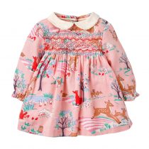 Girls long sleeves dress for kids wearing in Spring, autumn,fall printed in animal,cartoon patterns colorful flower prints